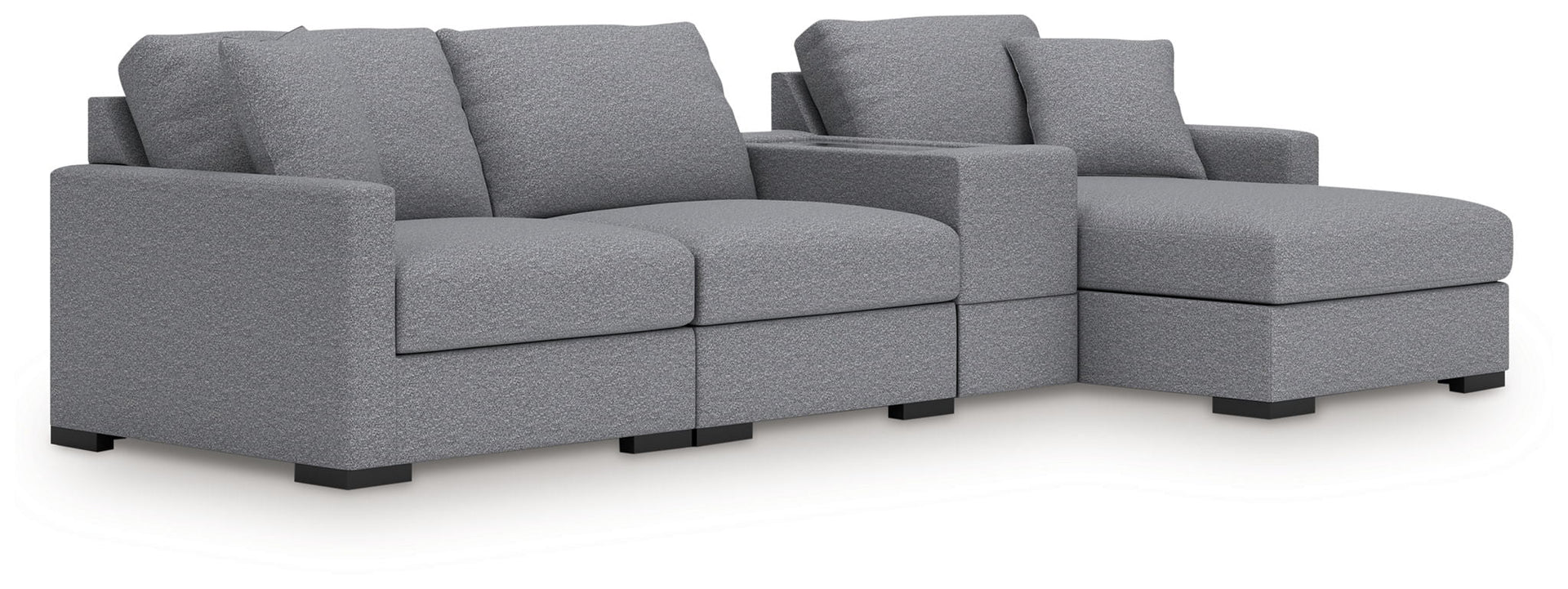 Omaha By Ashley - 4-Piece Sectional With RAF Corner Chaise And Storage Console - Salt And Pepper