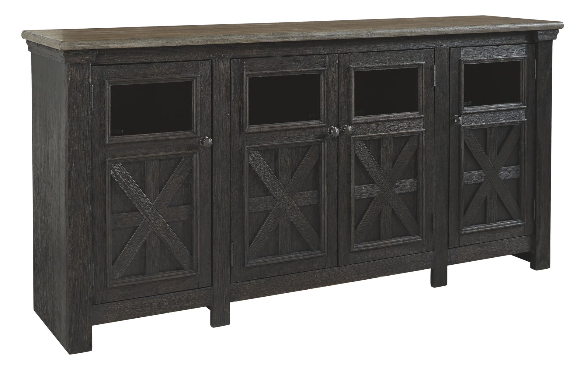 Tyler Creek - Extra Large TV Stand - Black / Gray