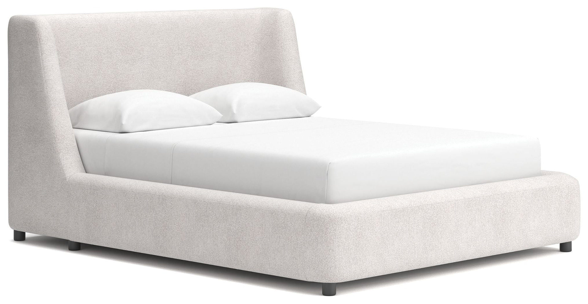 Neo - Queen Upholstered Platform Bed - White / Gray