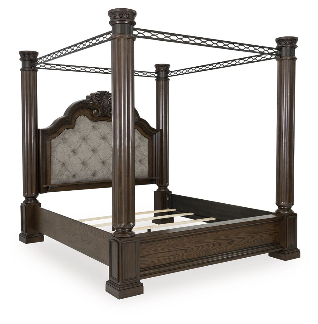 Maylee - California King Canopy Bed - Dark Brown