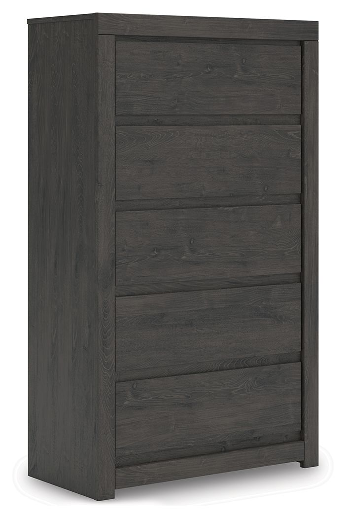 Parlayon - Five Drawer Chest - Charcoal