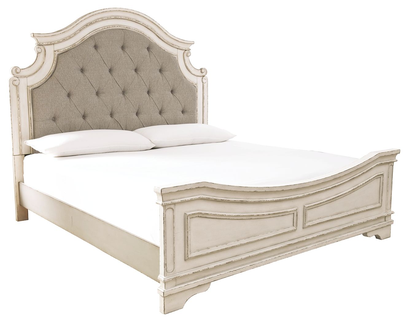 Realyn - California King Upholstered Panel Bed - Chipped White