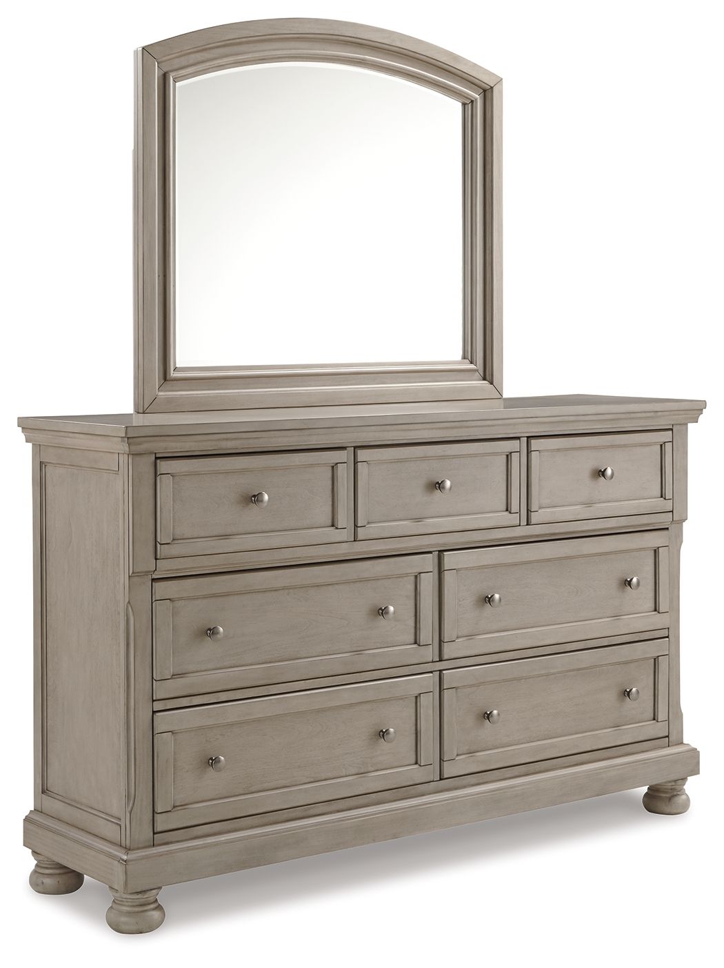Lettner - 7 Drawer Dresser, Mirror - Light Gray