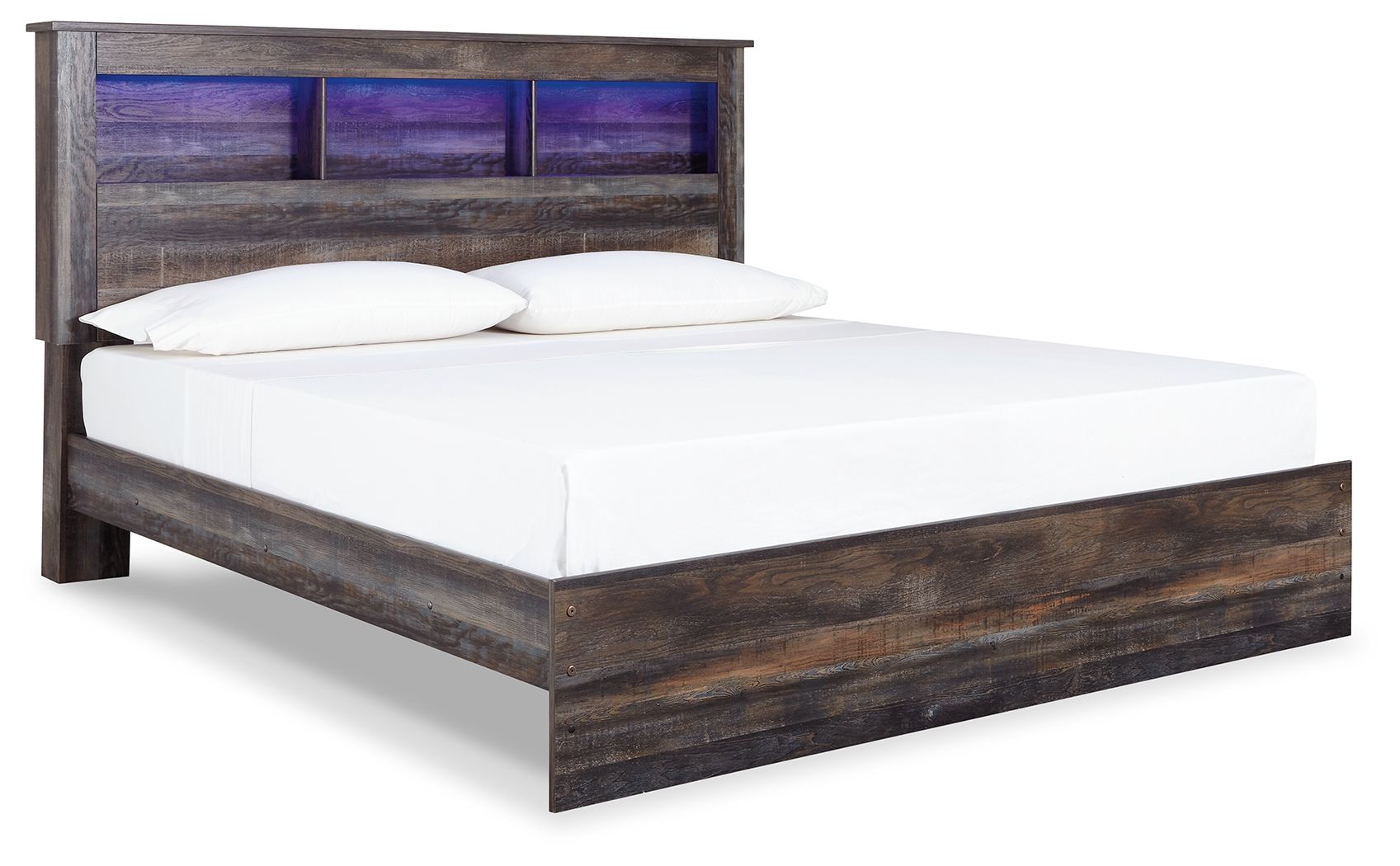 Drystan - King Panel Bookcase Bed - Brown / Beige