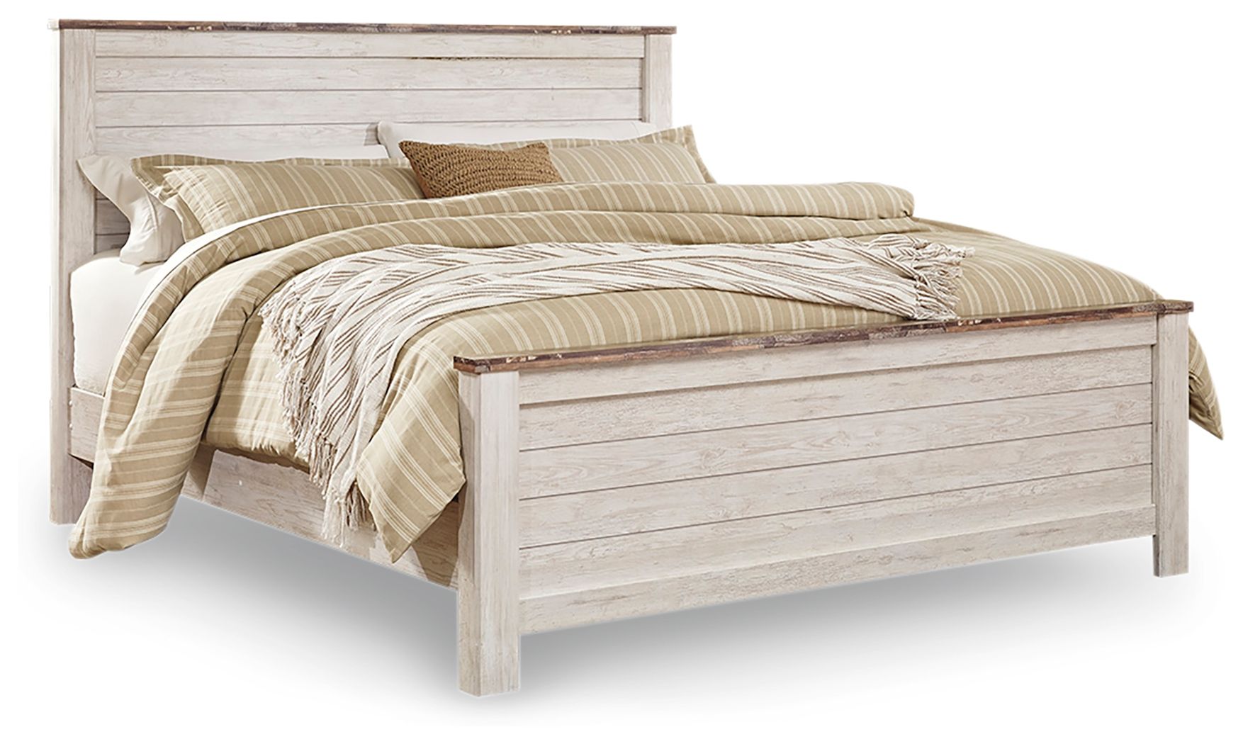 Willowton - King Panel Bed - Whitewash