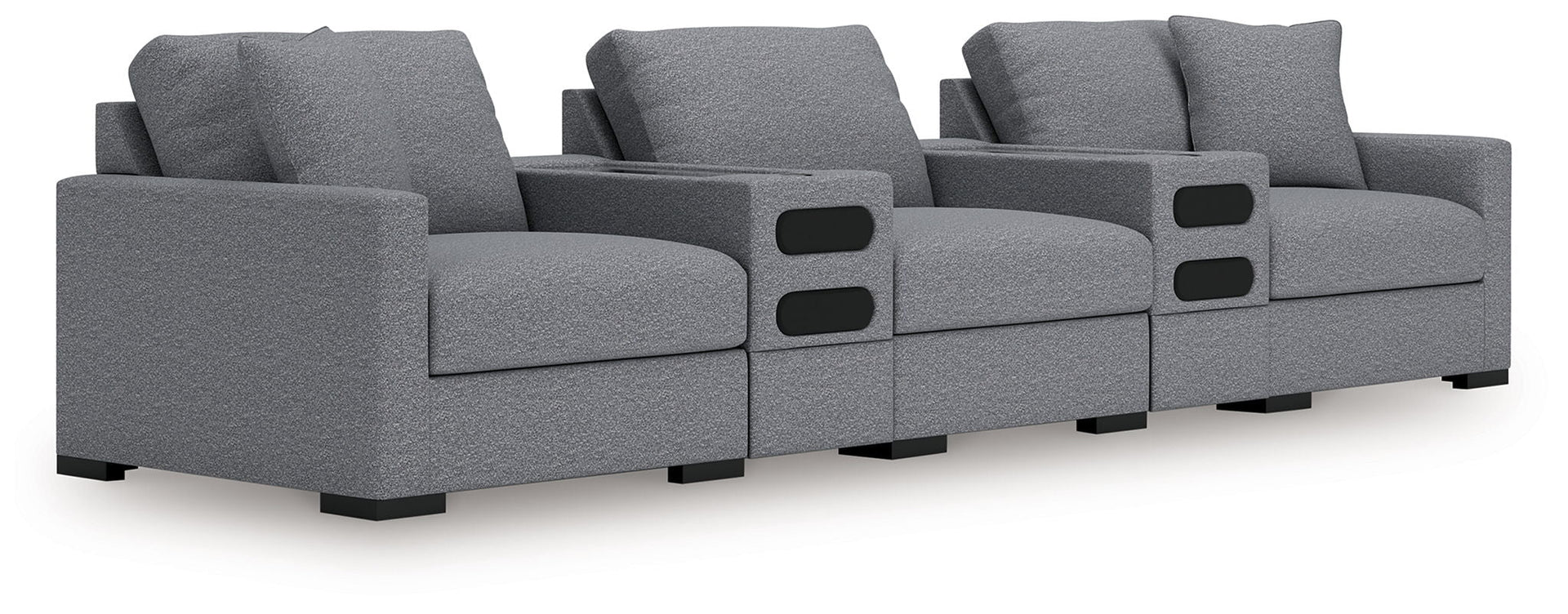 Omaha By Ashley - 5-Piece Sectional With Audio Consoles - Salt And Pepper