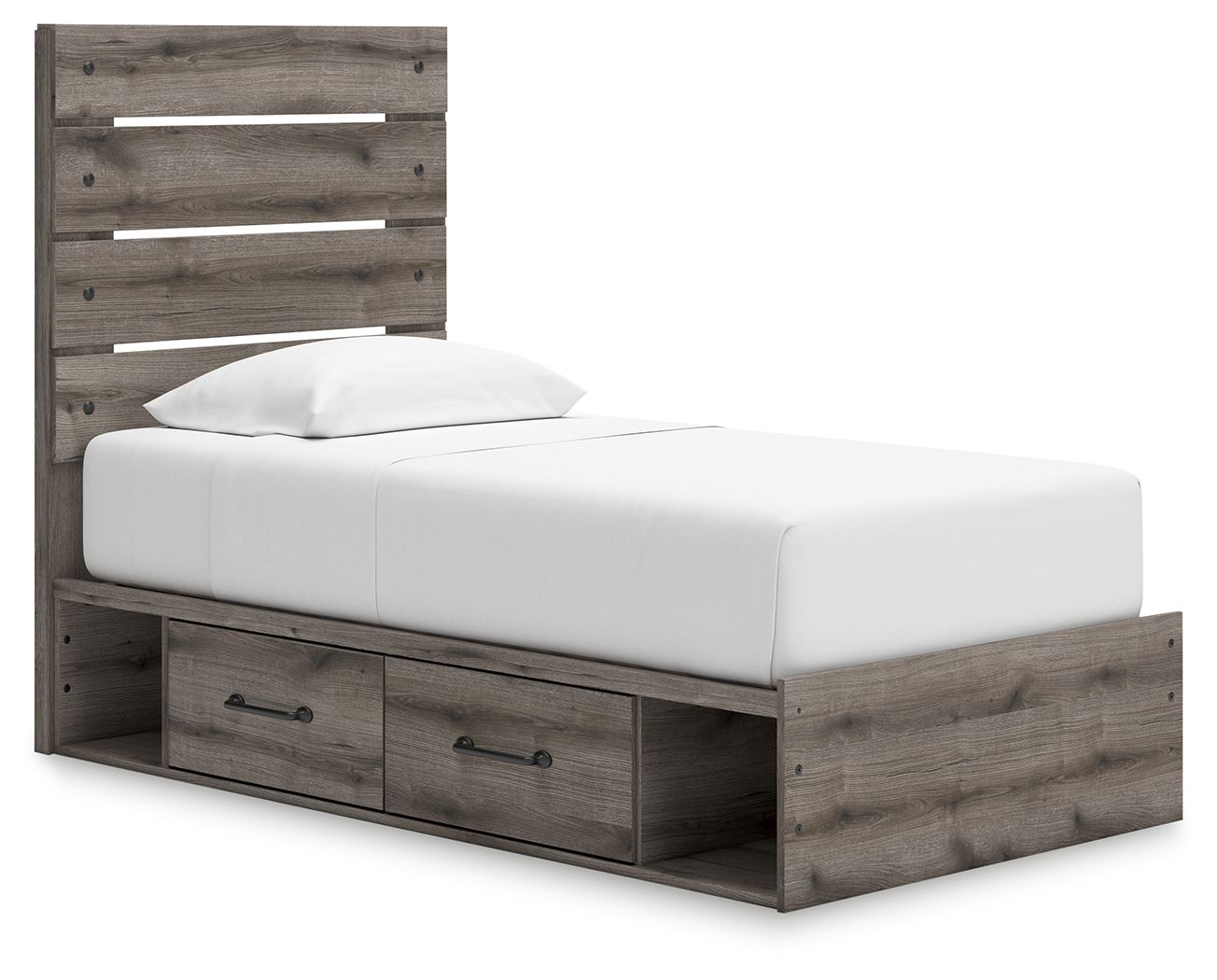 Urbanoore - Twin Panel Storage Bed - Brown Gray
