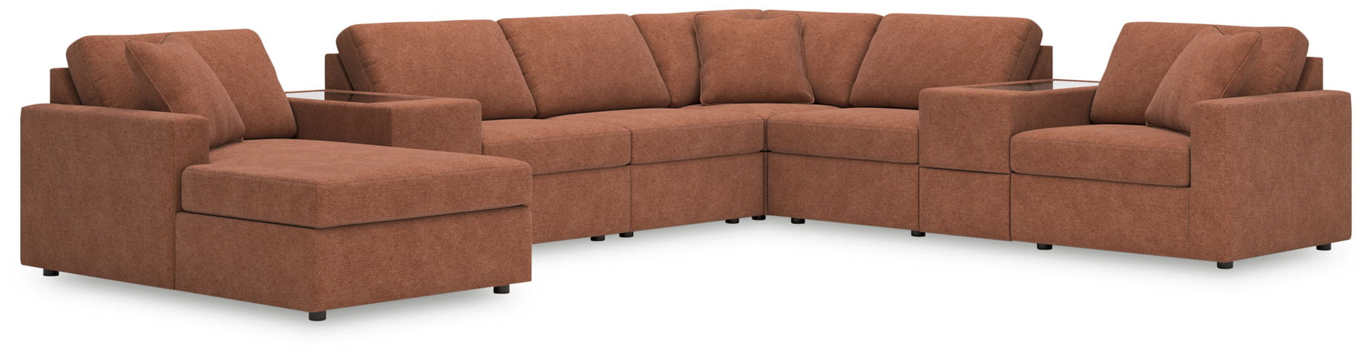 Modmax - 8-Piece Sectional With Laf Corner Chaise And Storage Consoles - Spice