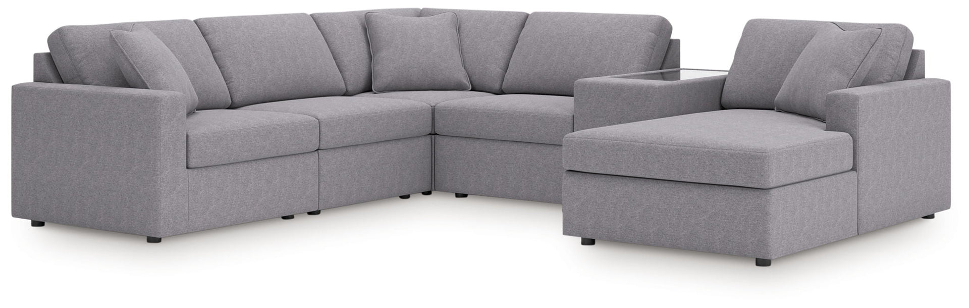 Modmax - 6-Piece Sectional With Raf Corner Chaise, LAF Corner Chair And Storage Console - Granite
