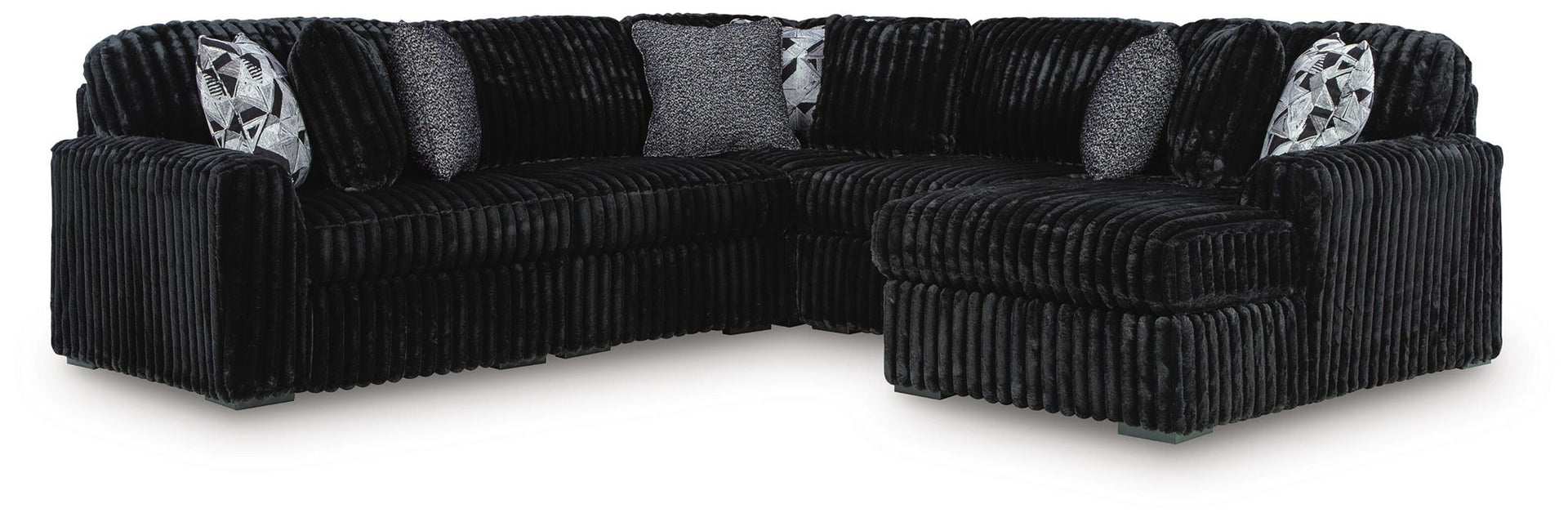 Midnight-Madness - 5-Piece Sectional With Raf Corner Chaise - Onyx