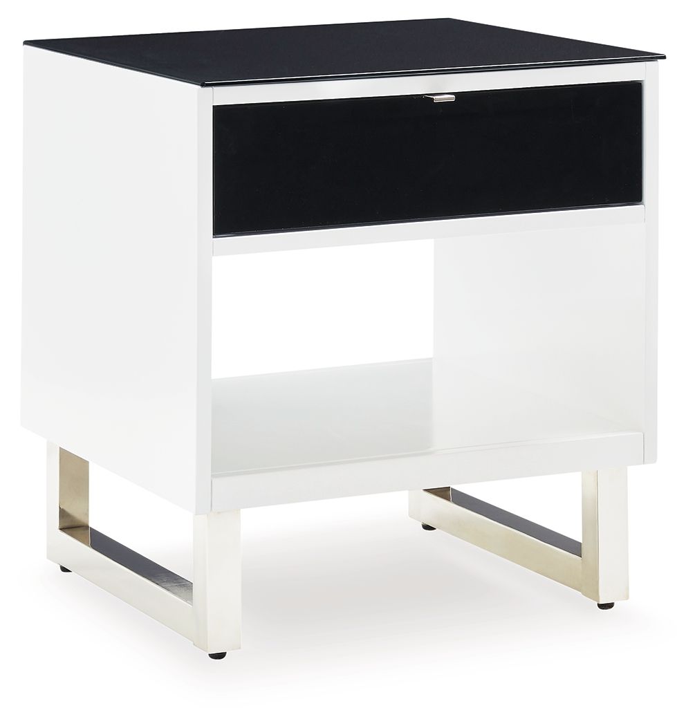 Gardoni - Rectangular End Table - White / Black
