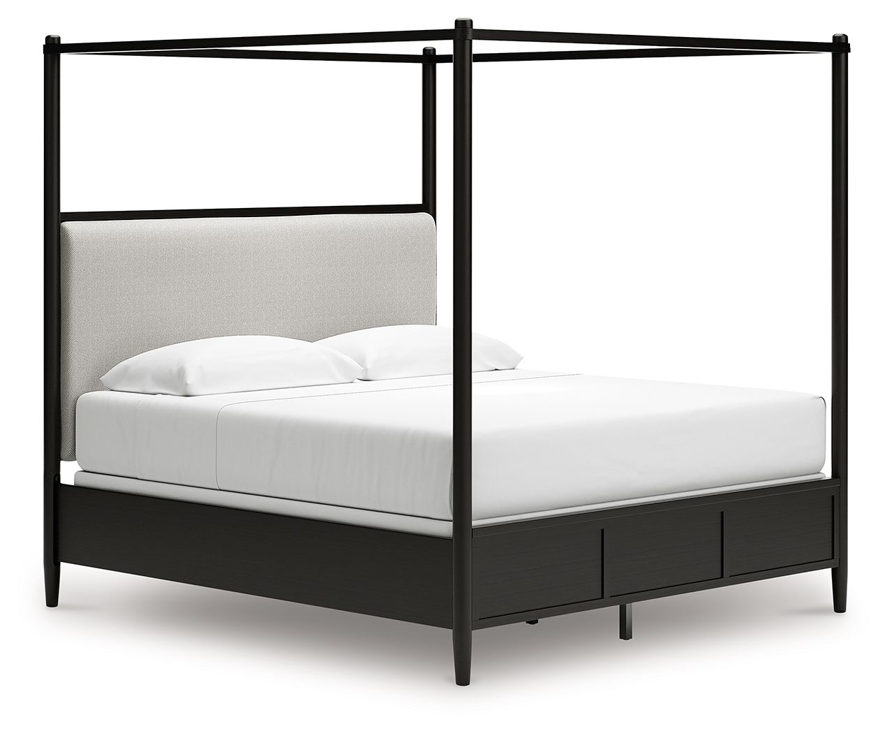 Portdown - King Upholstered Canopy Bed - Black