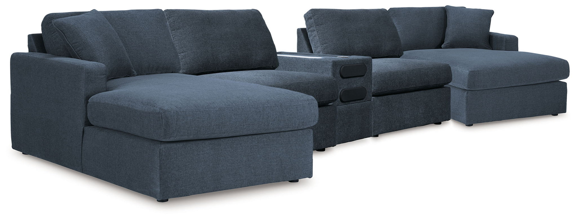 Modmax - 5 Piece Double Chaise Sectional With Audio Console - Ink