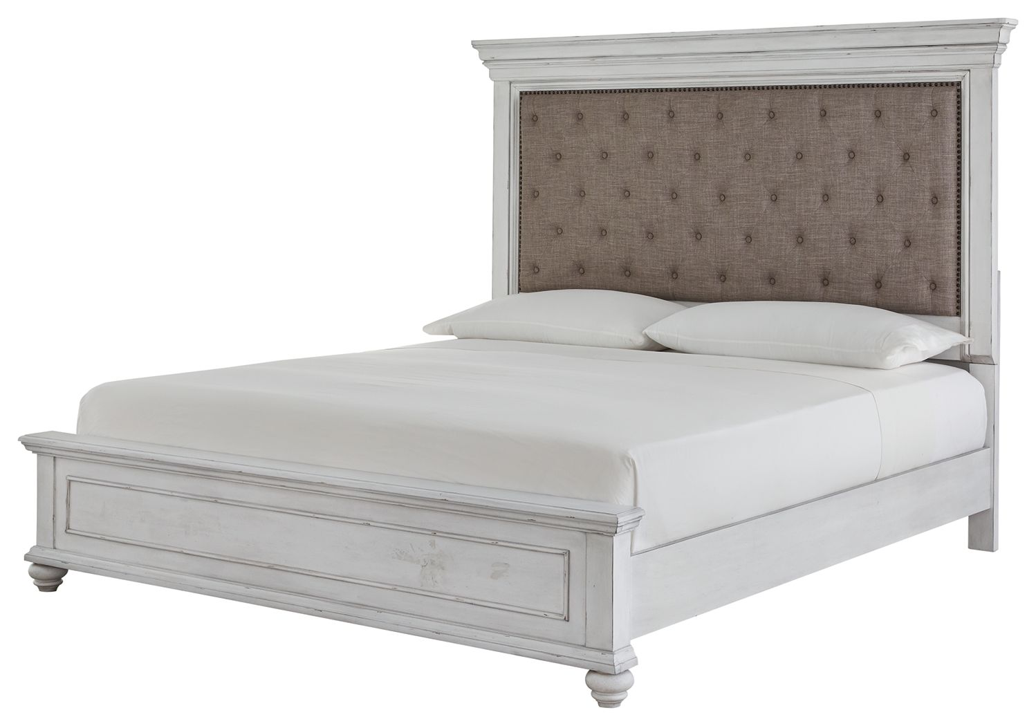 Kanwyn - King Upholstered Panel Bed - Whitewash