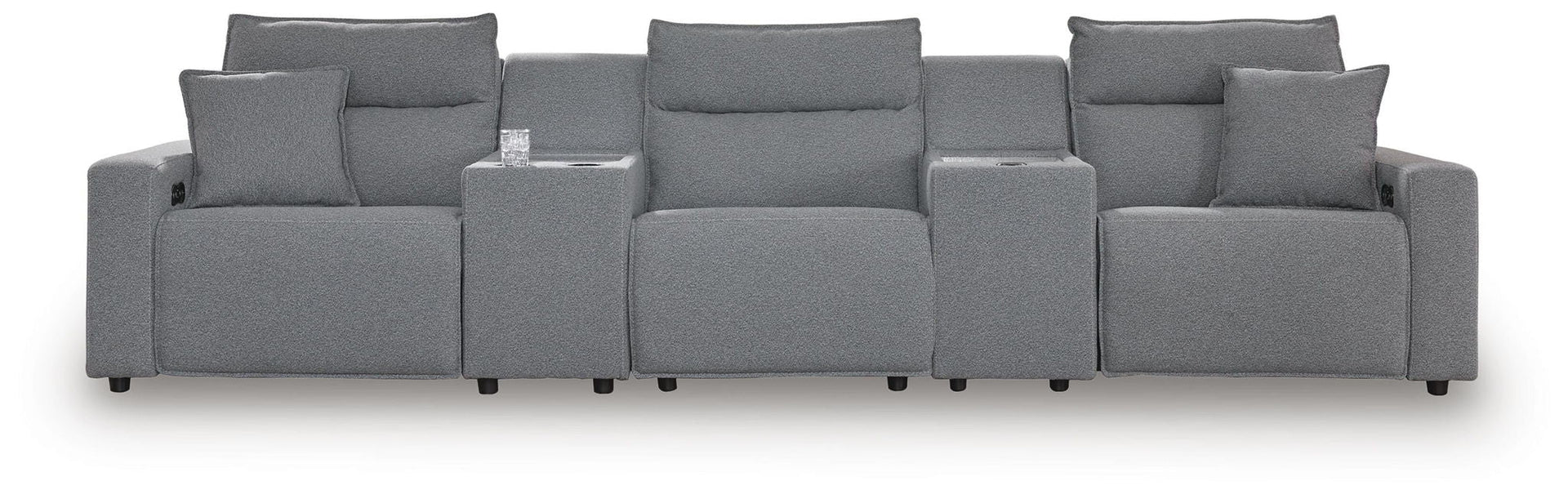 Modmax II - 5-Piece Power Reclining Sectional With Power Armless Recliner And 2 Consoles - Salt And Pepper