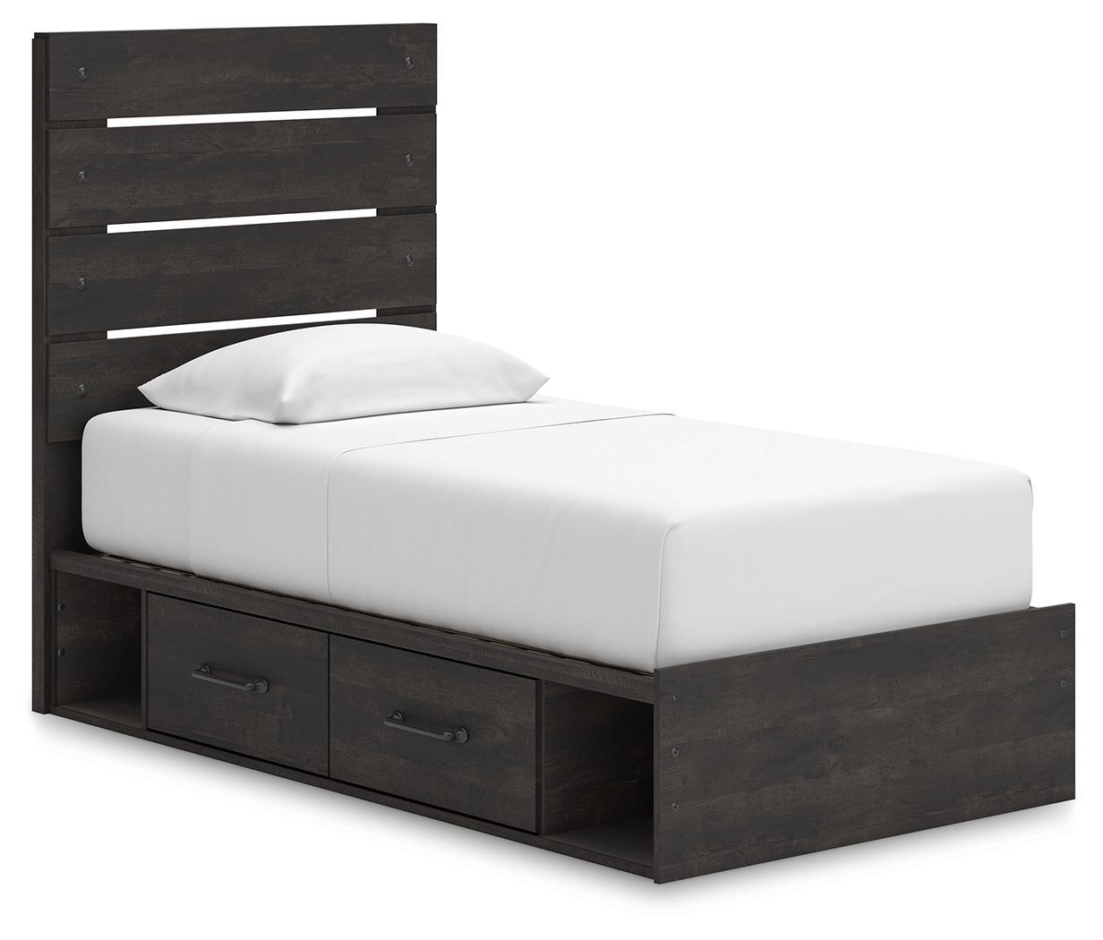 Delmorta - Twin Panel Storage Bed - Dark Gray