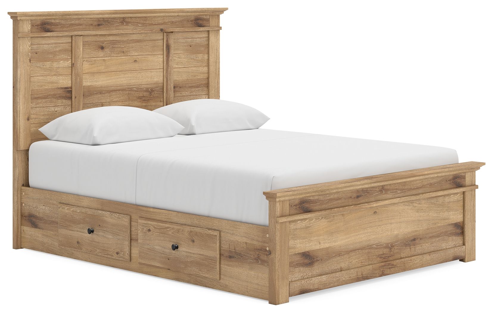 Fenderport - Queen Panel Storage Bed With 2 Under Bed Storage Units - Tan