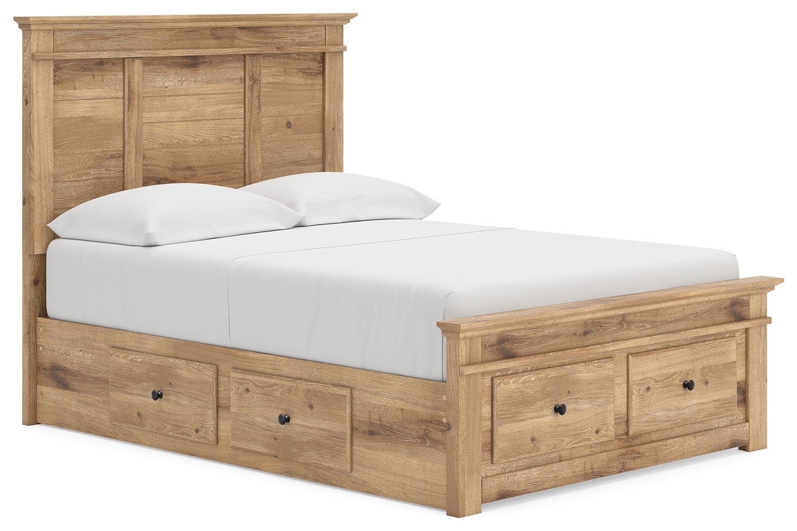 Fenderport - Full Panel Storage Bed With Under Bed Storage Unit And Storage Footboard - Tan