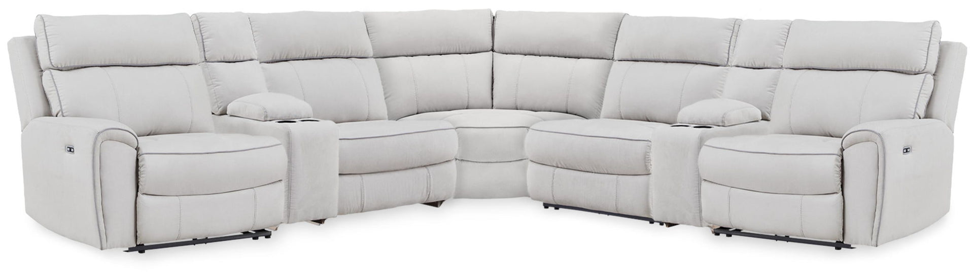Grafton Pike - 7-Piece Power Reclining Sectional With Storage Consoles - Pearl / Ash