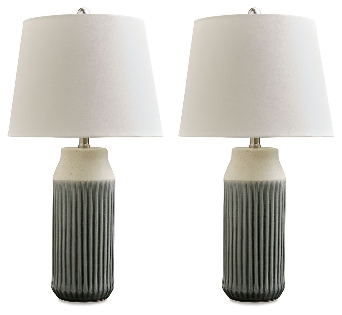 Afener - Ceramic Table Lamp (Set of 2) - Blue / Beige