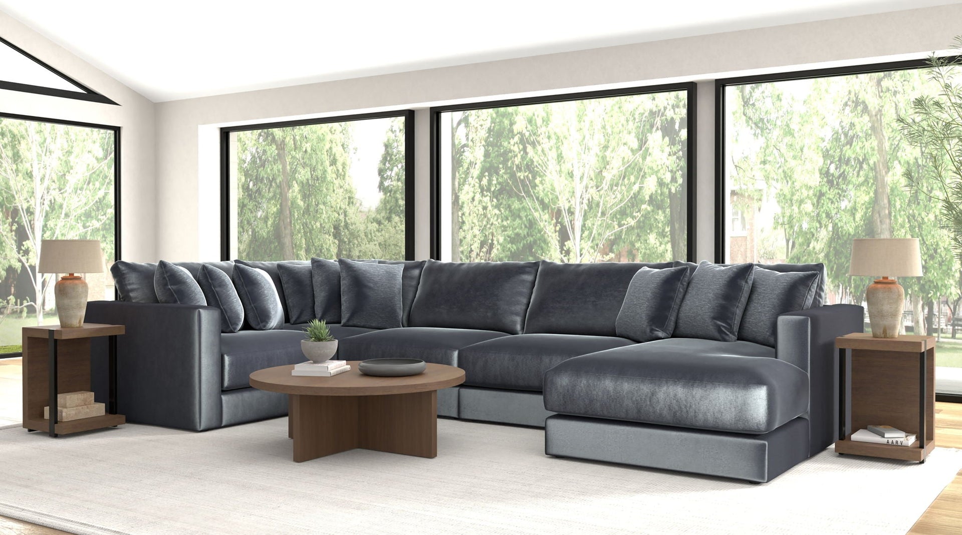 Remington Slate 5 Piece Right Side Facing Chaise Sectional