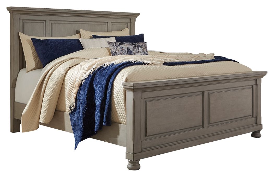 Lettner - King Panel Bed - Light Gray