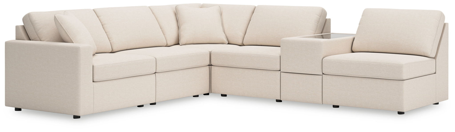 Modmax - 6-Piece Sectional With Storage Console And 3 Armless Chairs - Oyster