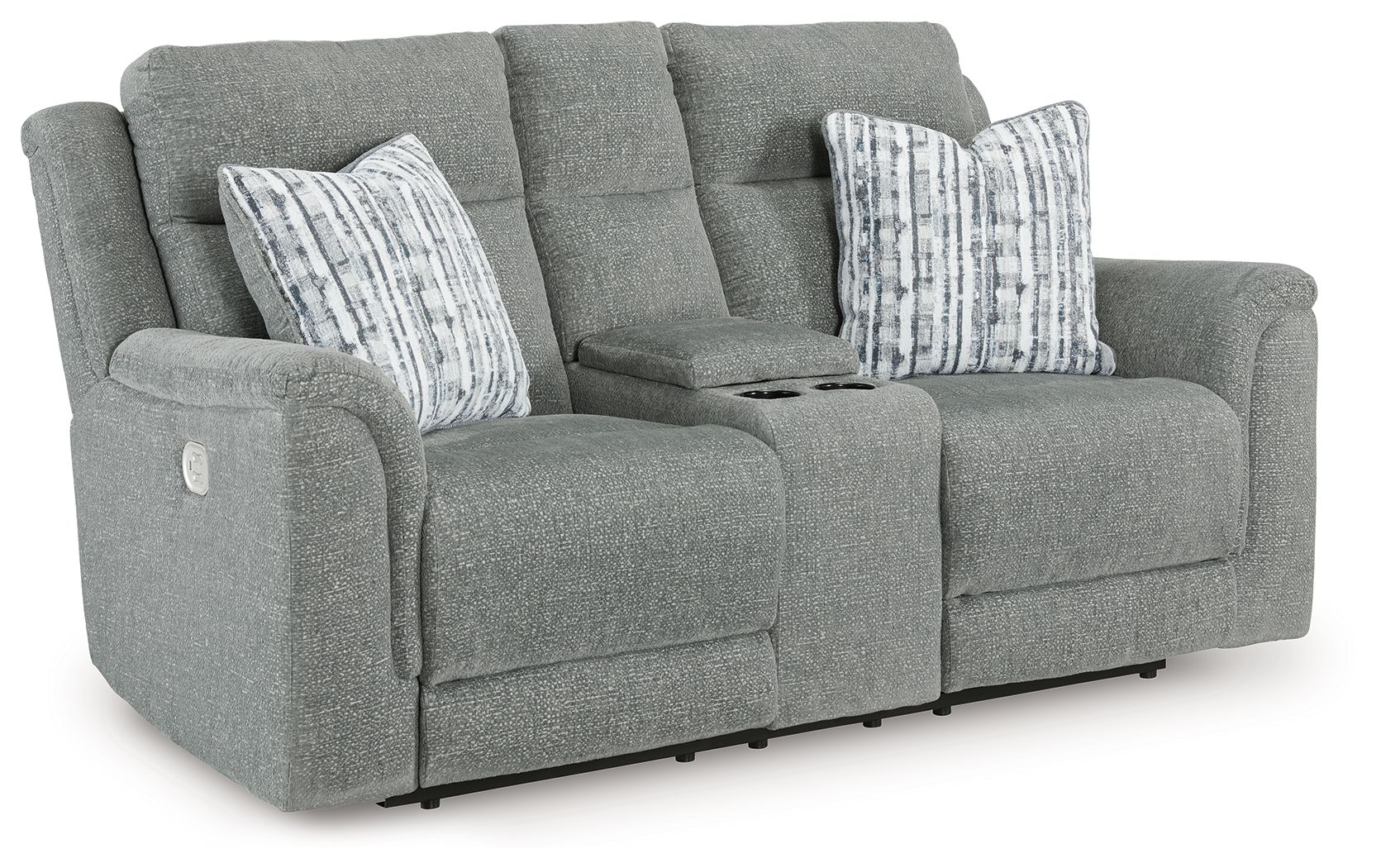 Overflow - Power Reclining Loveseat with Console / Adj Hdrst - Steel
