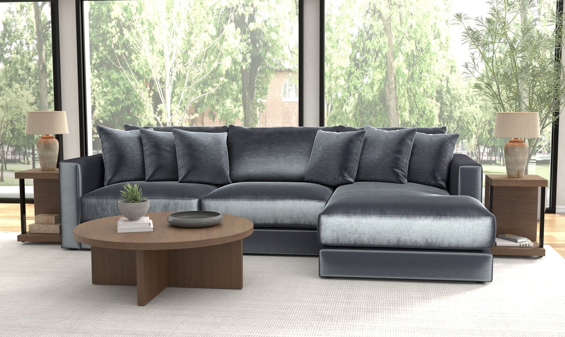 Remington Slate 3 Piece Right Side Facing Chaise Sectional