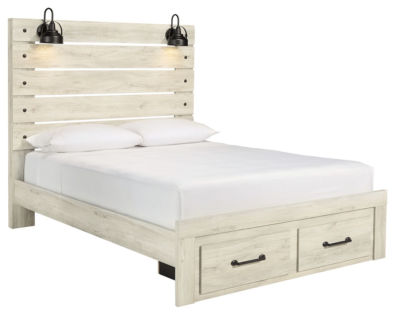 Cambeck - Queen Panel Bed With 2 Storage Drawers - Whitewash