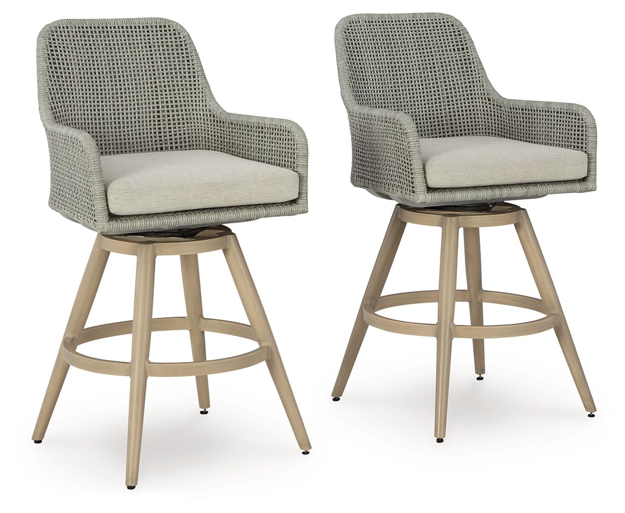 Seton Creek - Barstool With Cushion - Beige / Gray