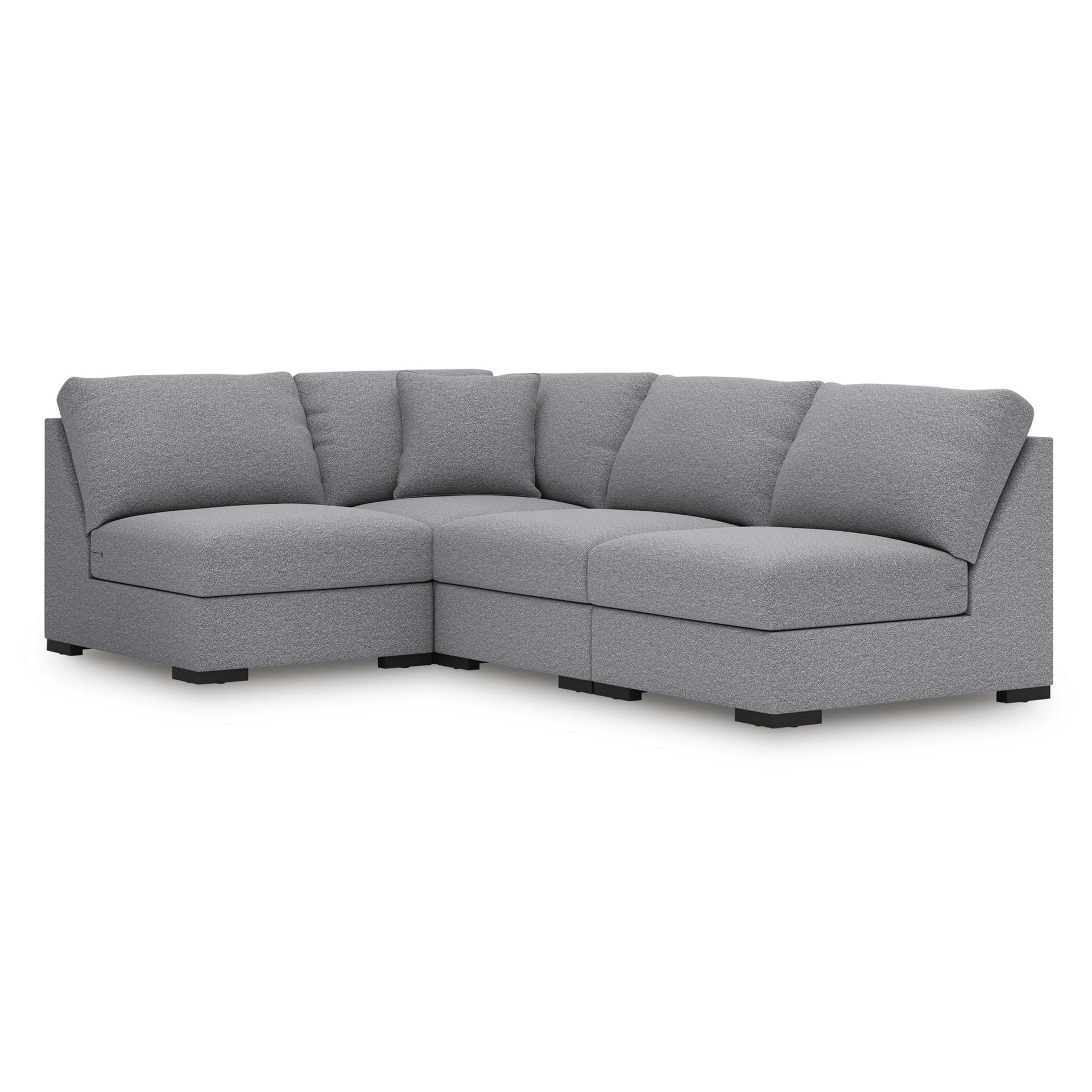 Omaha By Ashley - 4-Piece Sectional With 3 Armless Chairs - Salt And Pepper