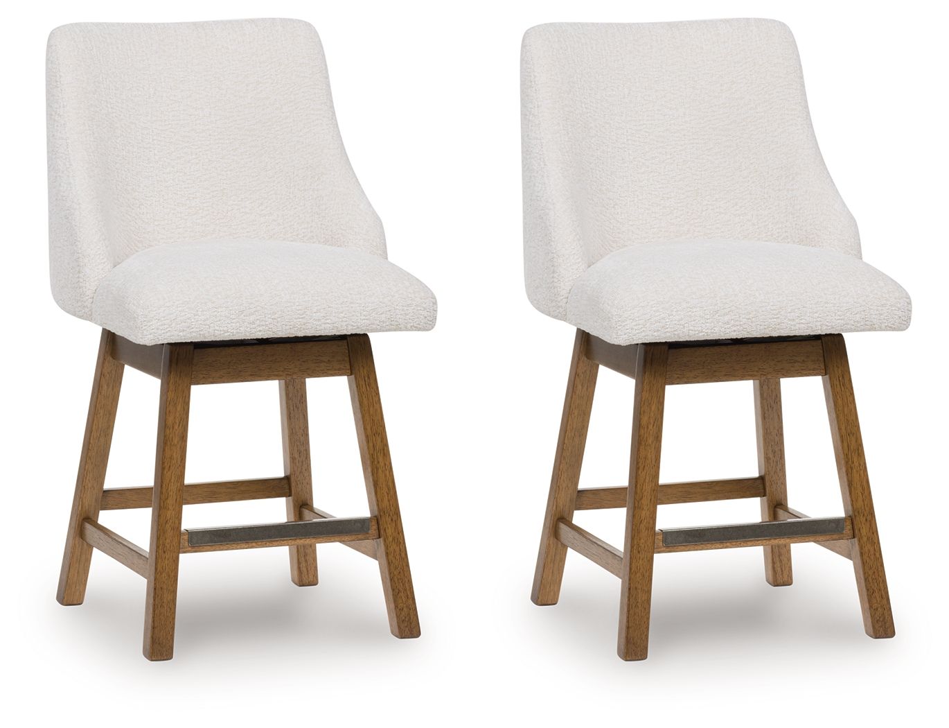 Cabalynn - Upholstered Swivel Barstool - Oatmeal / Light Brown