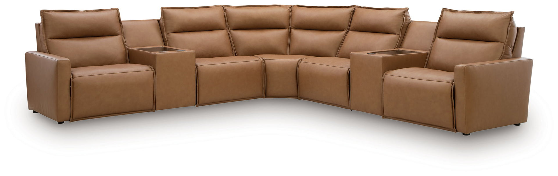 Arrington - 7-Piece Power Reclining Sectional With Consoles - Butternut