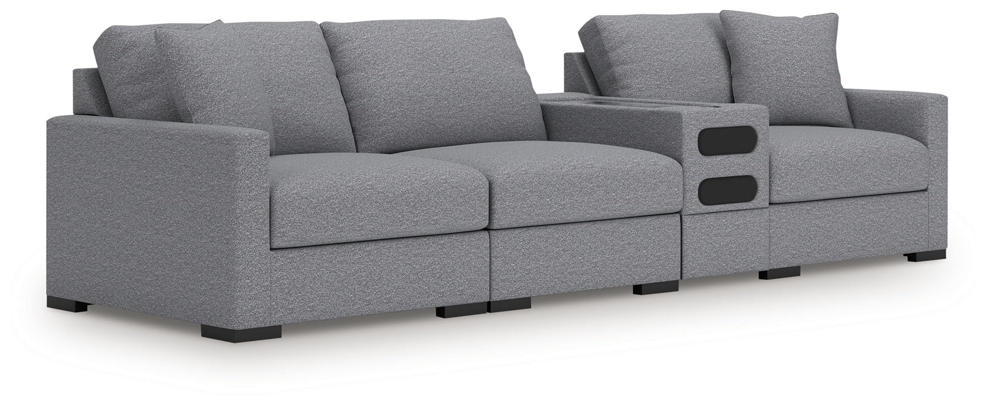 Omaha By Ashley - 4-Piece Sectional With Audio Console - Salt And Pepper