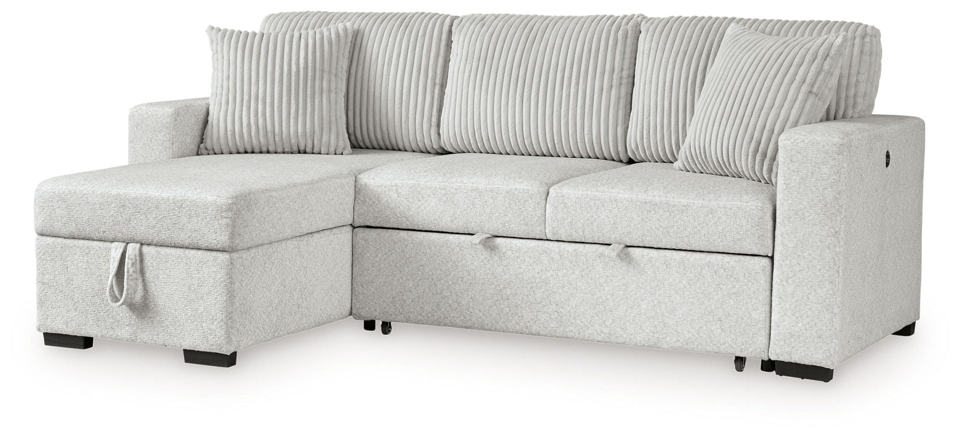 Poppleton - 2-Piece Sectional With Pop Up Sleeper And LAF Corner Chaise - Alloy
