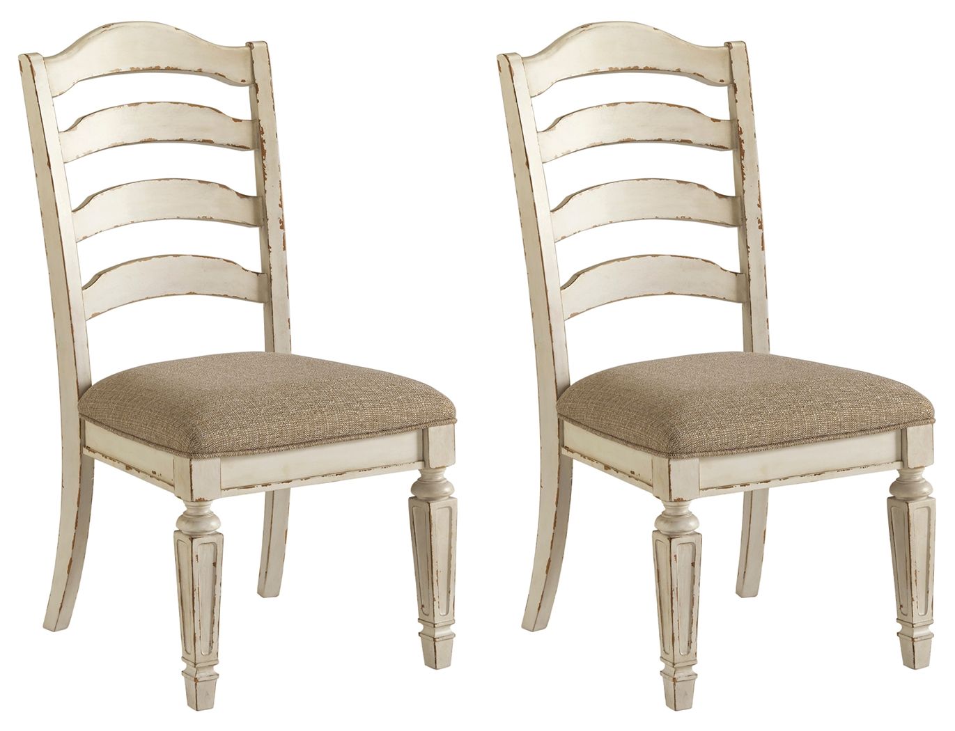Realyn - Dining Upholstered Side Chair - Ladderback - Chipped White