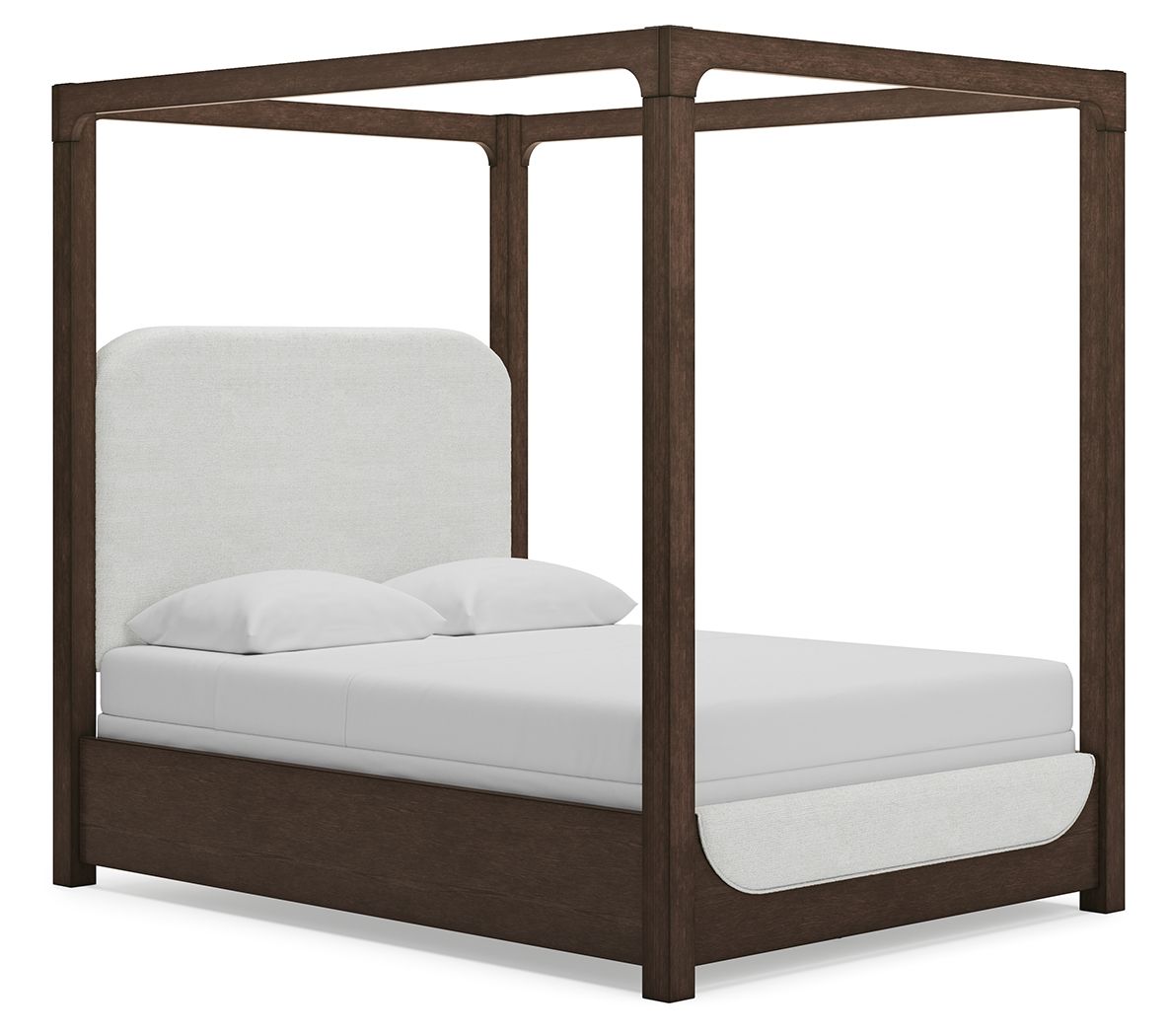 Breckington - Queen Upholstered Canopy Bed - Dark Brown