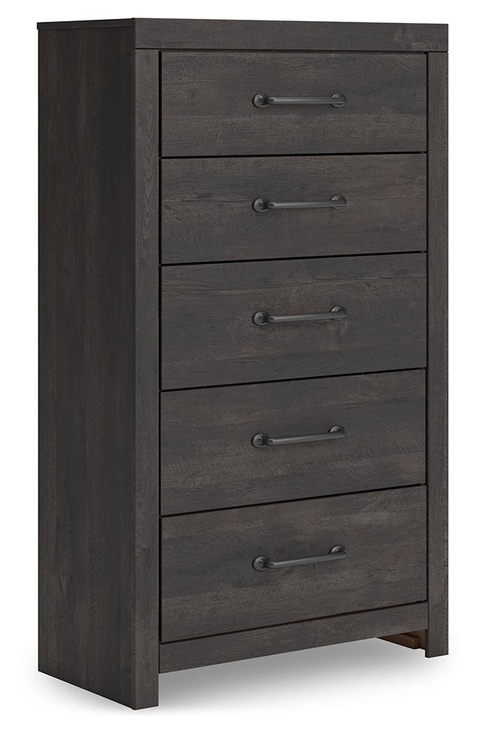Delmorta - Five Drawer Chest - Dark Gray