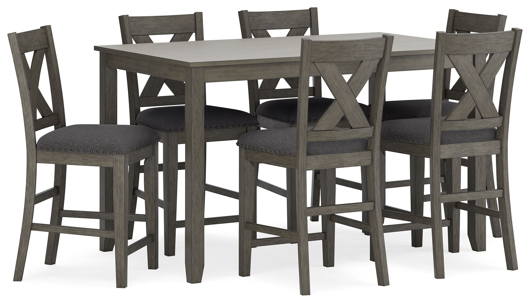 Caitbrook - Rect Drm Counter Table Set (Set of 7) - Gray