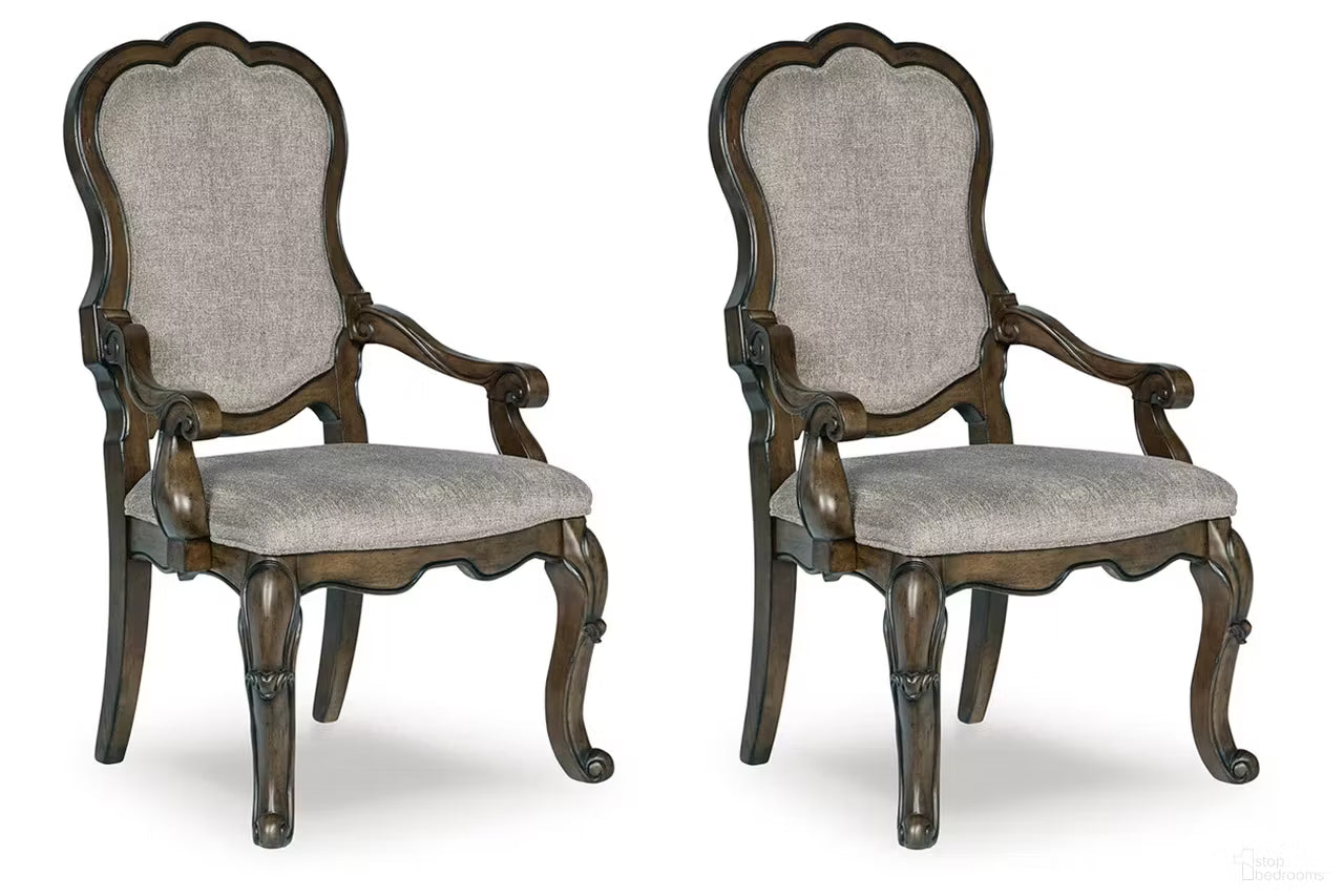 Maylee - Dining Upholstered Arm Chair - Dark Brown